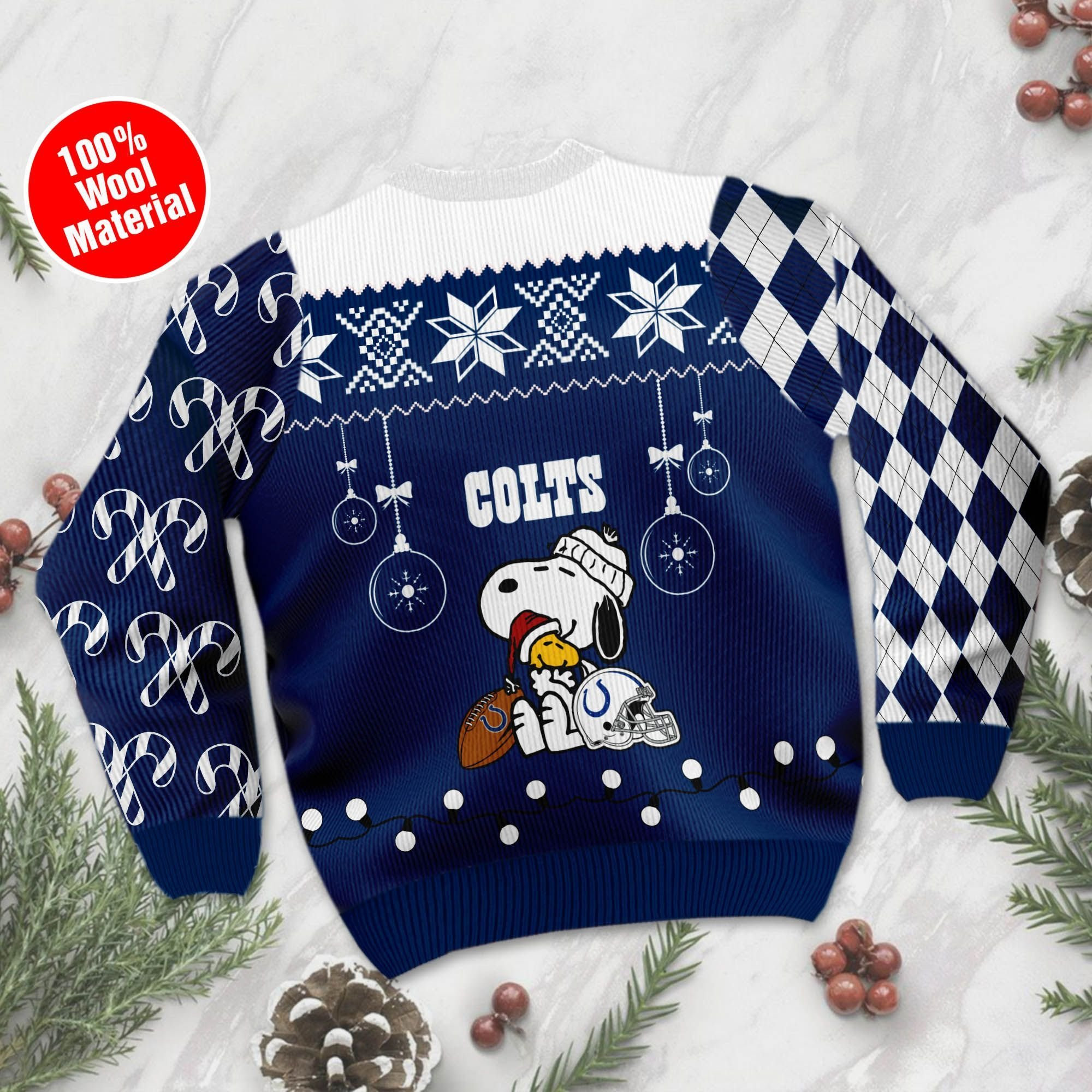 Indianapolis Colts Funny Charlie Brown Peanuts Snoopy Ugly Christmas Sweater, Perfect Holiday Gift - Image 3
