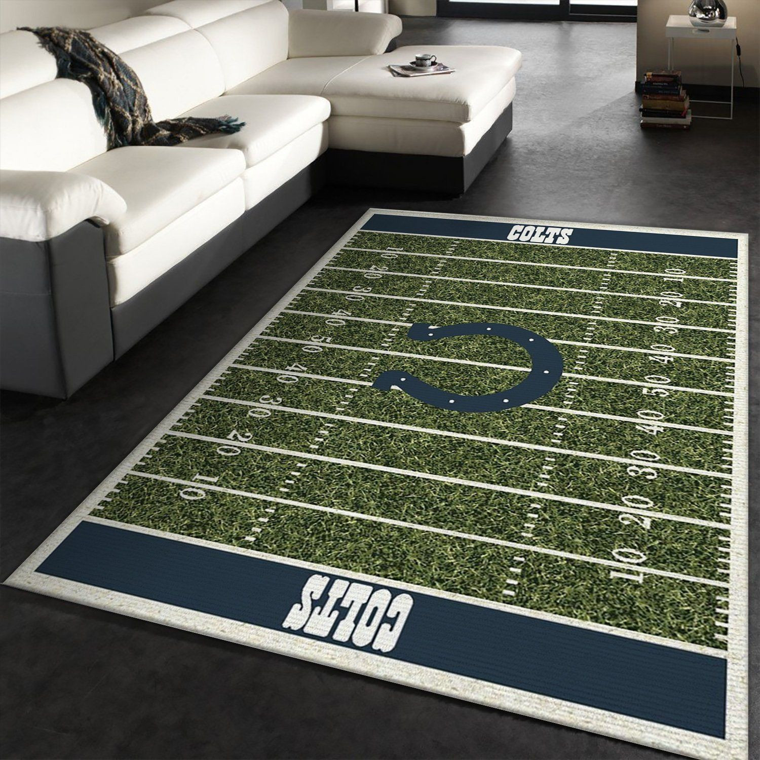 Indianapolis Colts Imperial Homefield Rug Rectangle Area Rug – Full Print Carpet For Living Room & Bedroom Home Decor