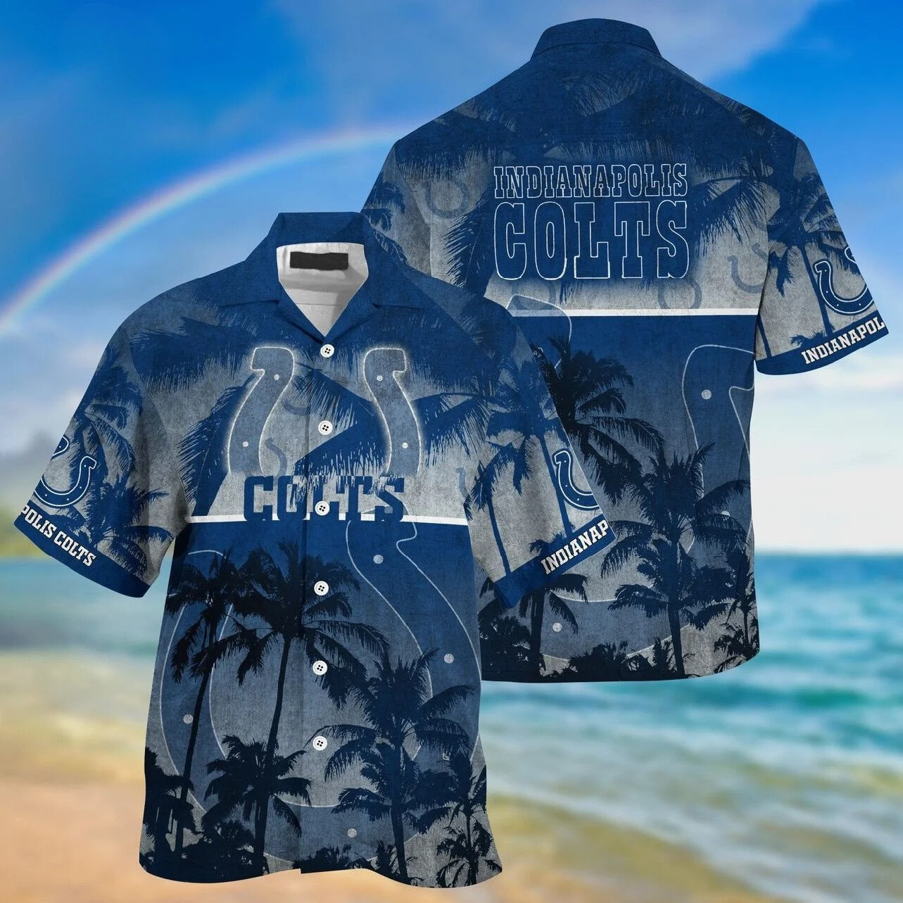 Indianapolis Colts Island Palm Aloha Hawaiian Shirt for Men & Women