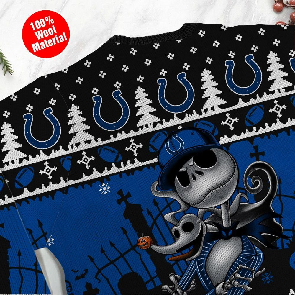 Indianapolis Colts Jack Skellington Halloween Ugly Christmas Sweater, Perfect Holiday Gift - Image 5