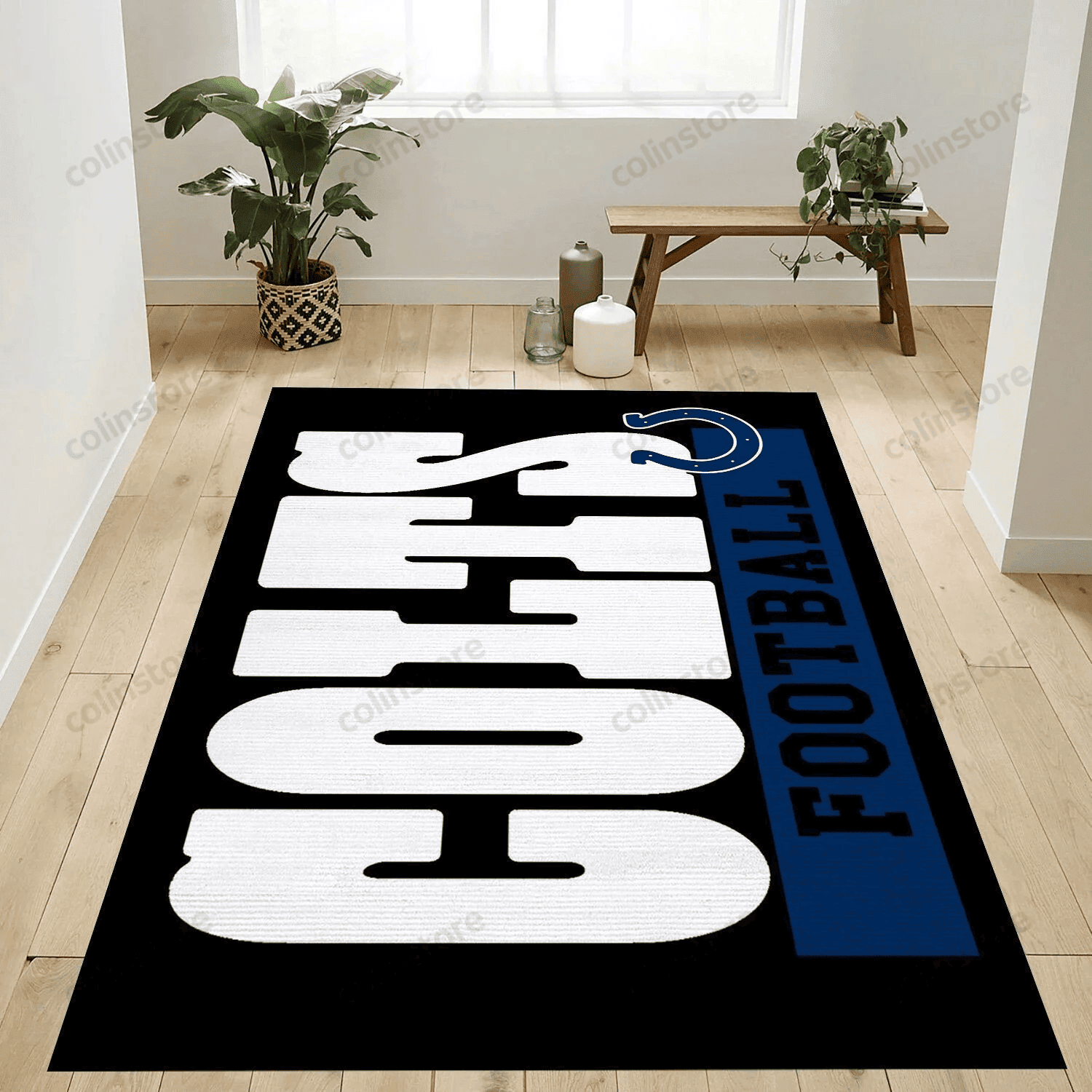 Indianapolis Colts Logo Rectangle Area Rug – Full Print Carpet For Living Room & Bedroom Home Decor