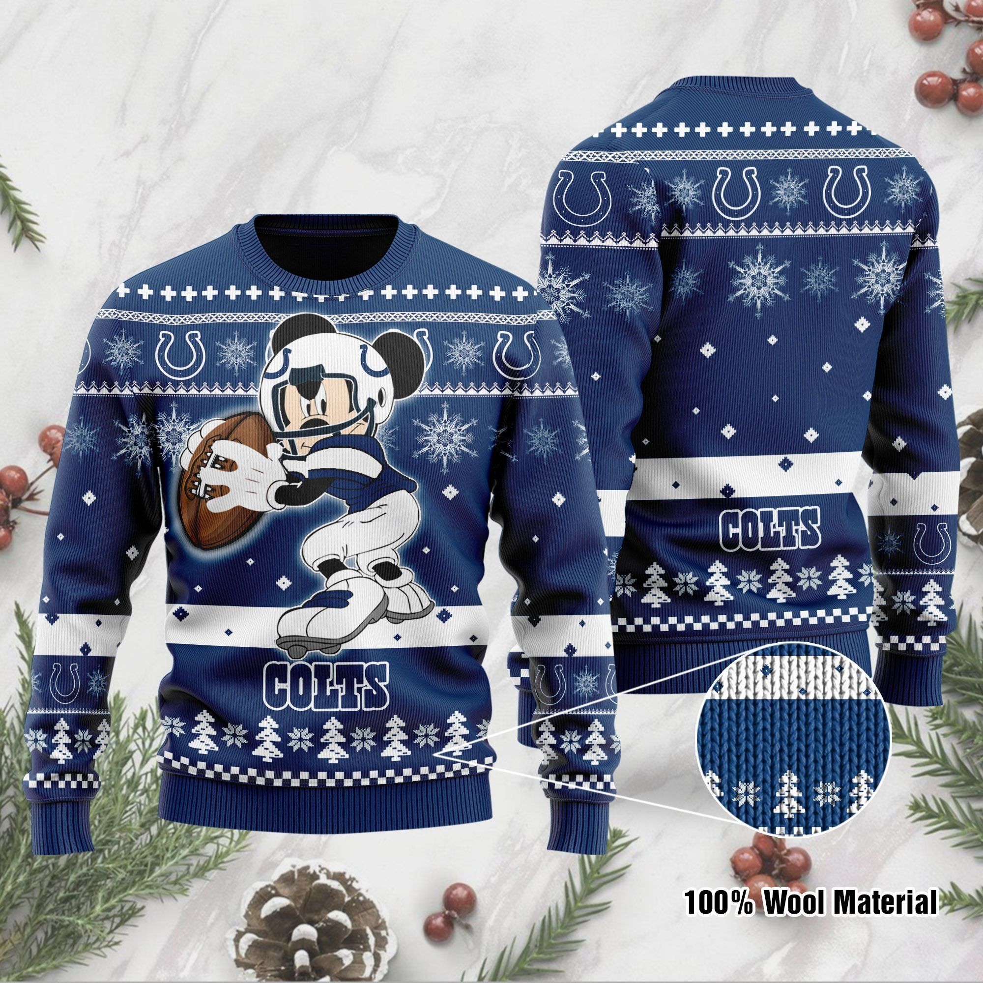Indianapolis Colts Mickey Mouse Funny Ugly Christmas Sweater Holiday Xmas Party Men Women Plus Size