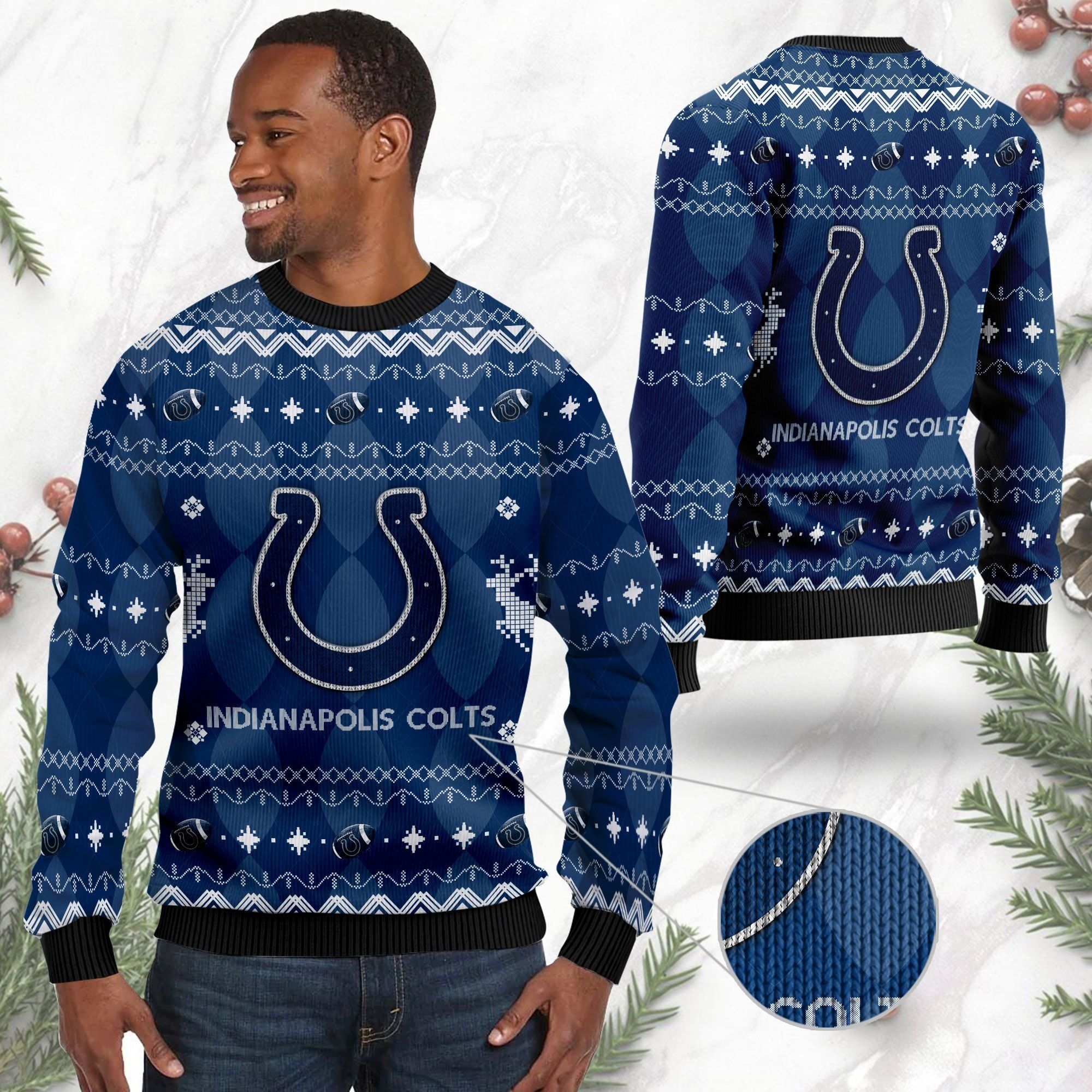 Indianapolis Colts NFL American Football Black Ugly Christmas Sweater