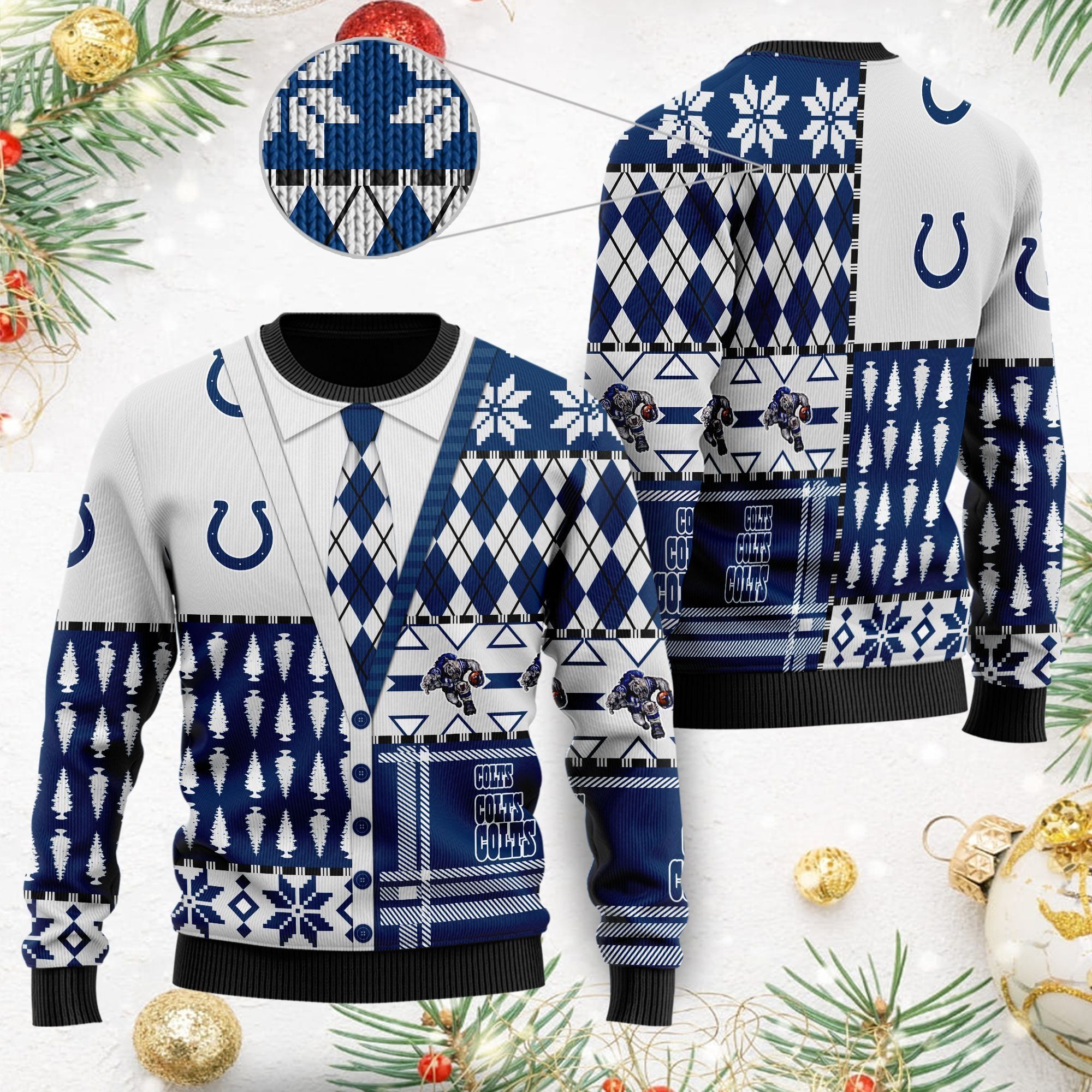 Indianapolis Colts NFL American Football Team Cardigan Style 3D Men And Women Ugly Christmas Sweater For Sport Lovers On Christmas Days