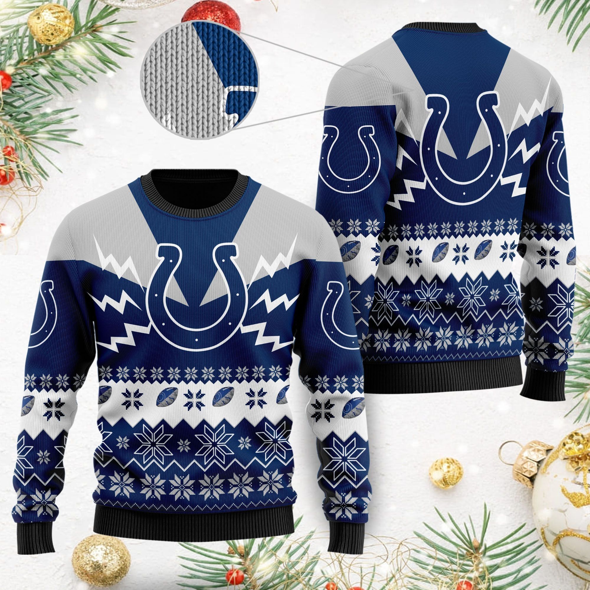 Indianapolis Colts NFL Football Team Logo Symbol 3D Ugly Christmas Sweater