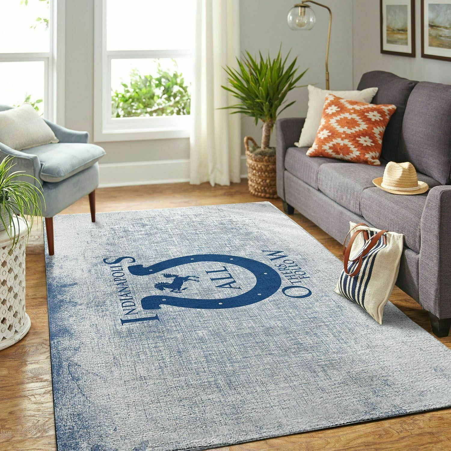 Indianapolis Colts Non-slip Rectangle Area Rug – Full Print Carpet For Living Room & Bedroom Home Decor