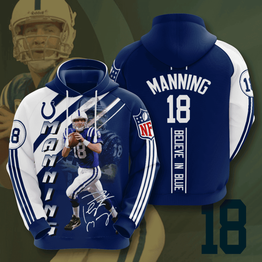 Indianapolis Colts Peyton Manning 3D All Over Print Hoodie & Zip Hoodie