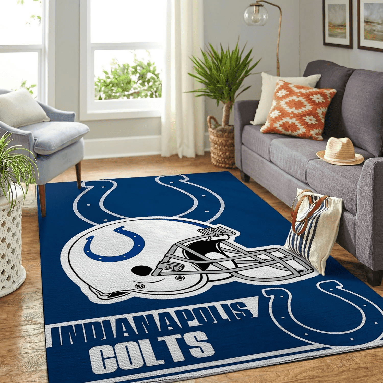 Indianapolis Colts Rectangle Area Rug – Full Print Carpet For Living Room & Bedroom Home Decor