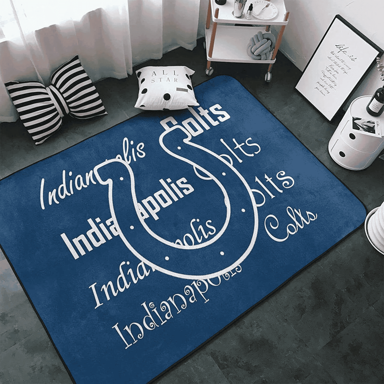 Indianapolis Colts Rectangle Area Rug – Full Print Carpet For Living Room & Bedroom Home Decor