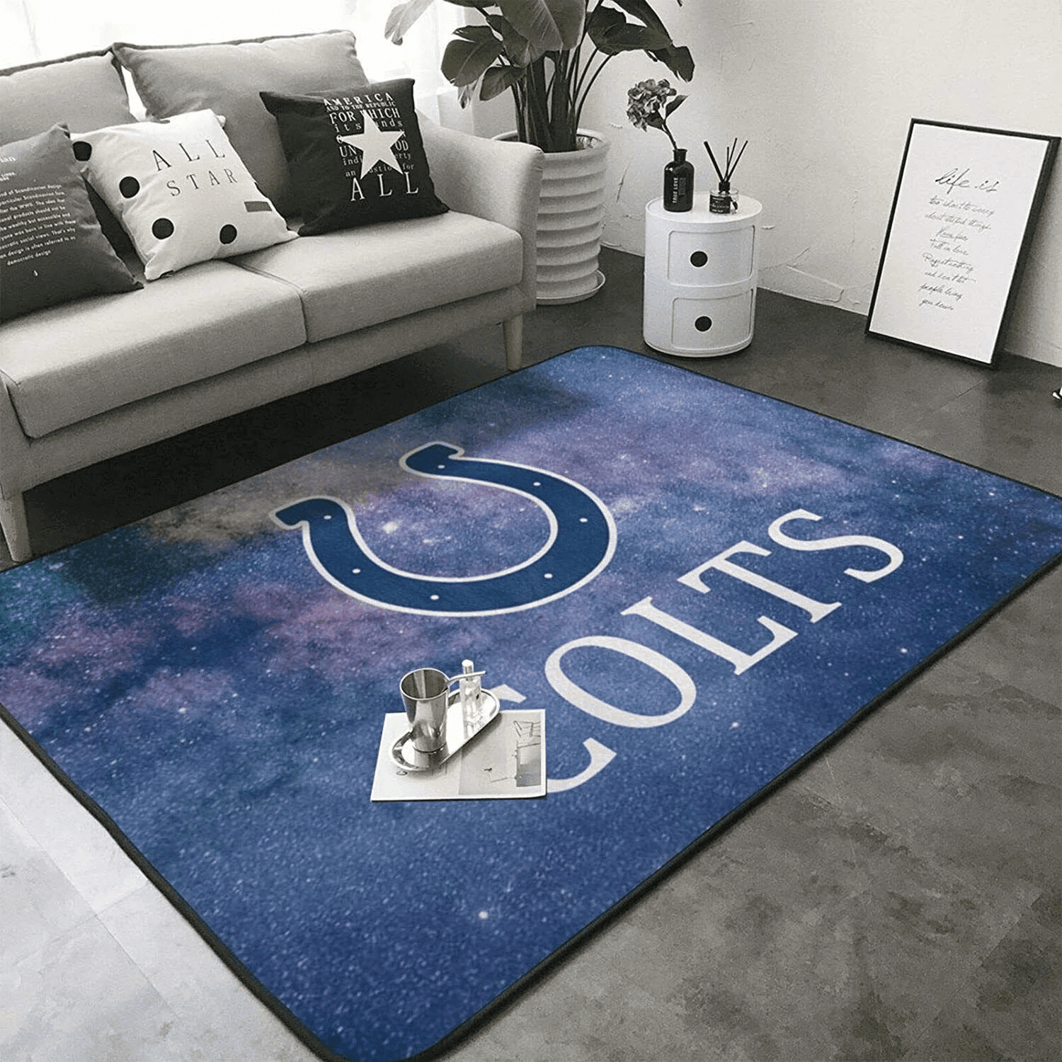 Indianapolis Colts Rectangle Area Rug – Full Print Carpet For Living Room & Bedroom Home Decor