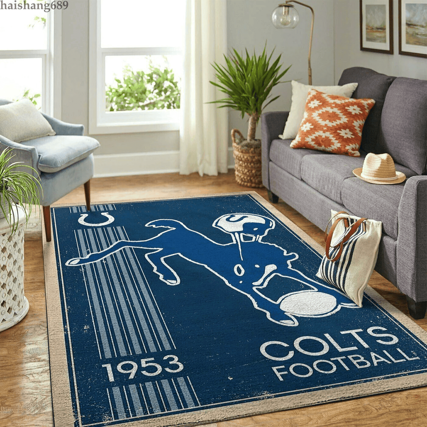 Indianapolis Colts Rectangle Area Rug – Full Print Carpet For Living Room & Bedroom Home Decor