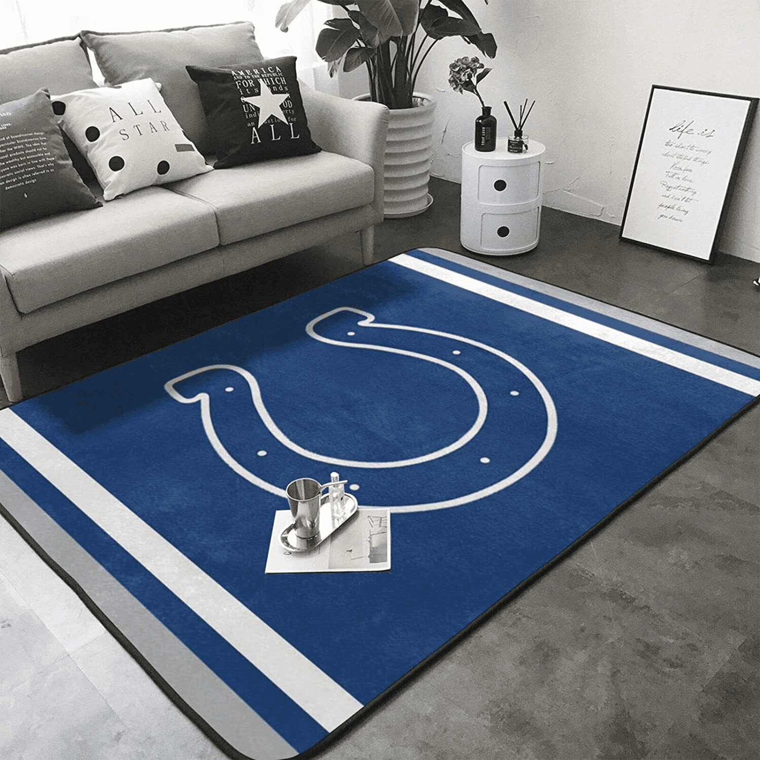 Indianapolis Colts Rectangle Area Rug – Full Print Carpet For Living Room & Bedroom Home Decor