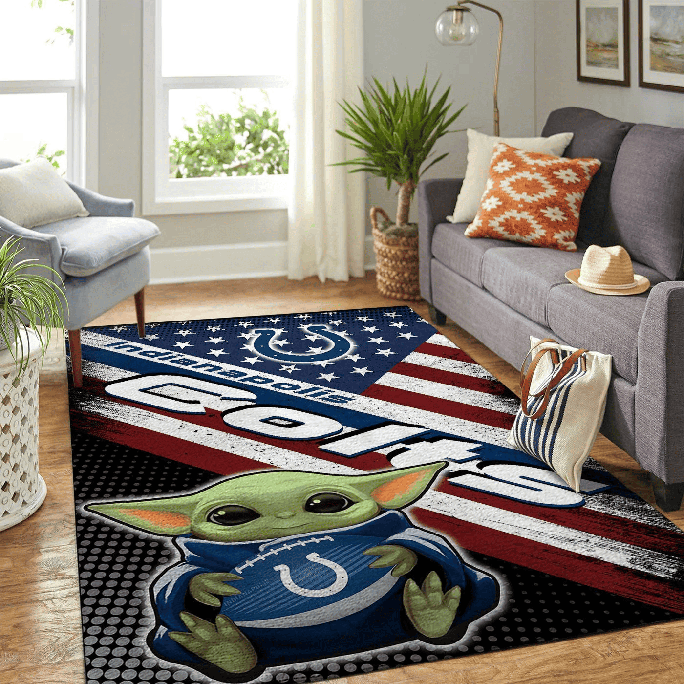 Indianapolis Colts Rectangle Area Rug – Full Print Carpet For Living Room & Bedroom Home Decor