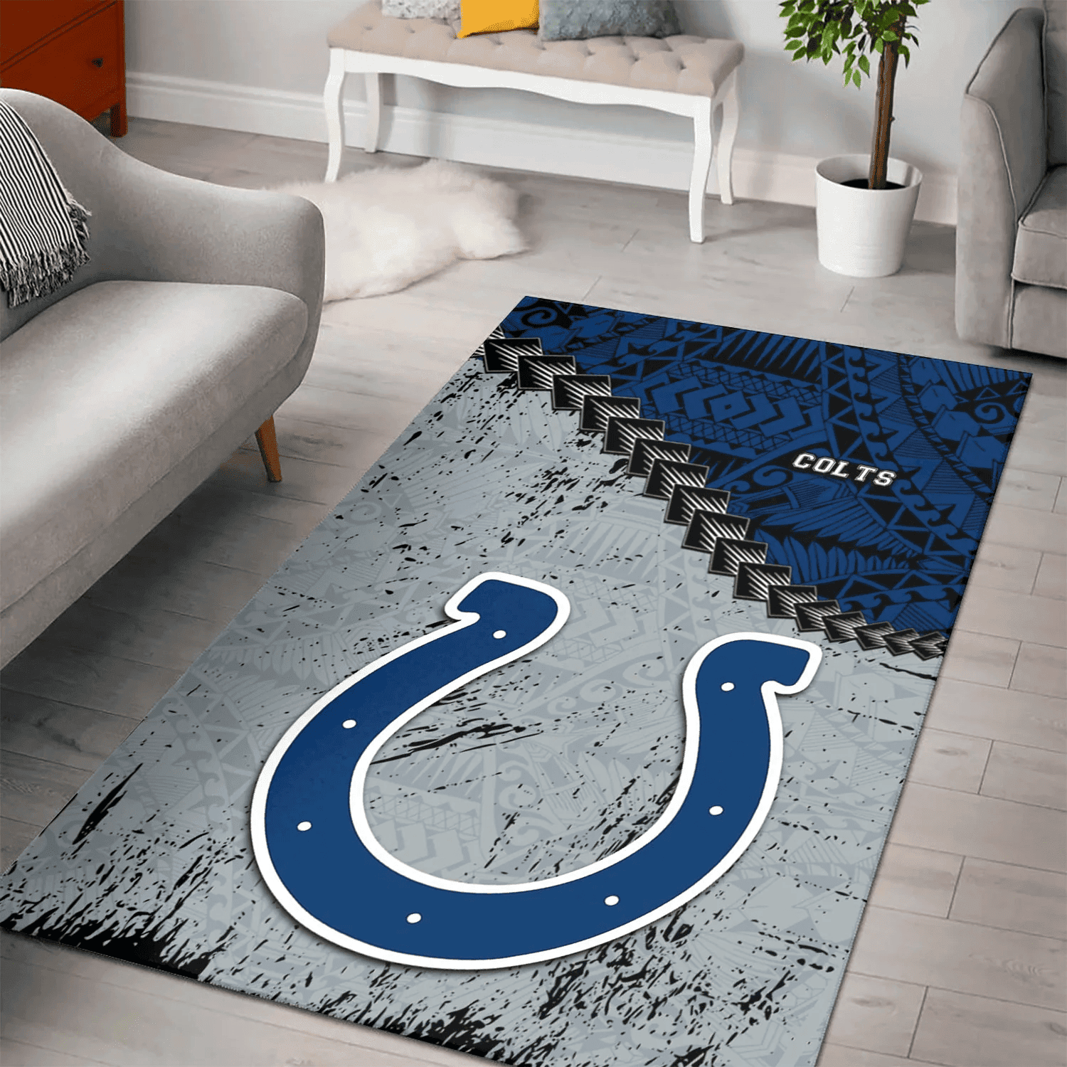 Indianapolis Colts Rectangle Area Rug – Full Print Carpet For Living Room & Bedroom Home Decor
