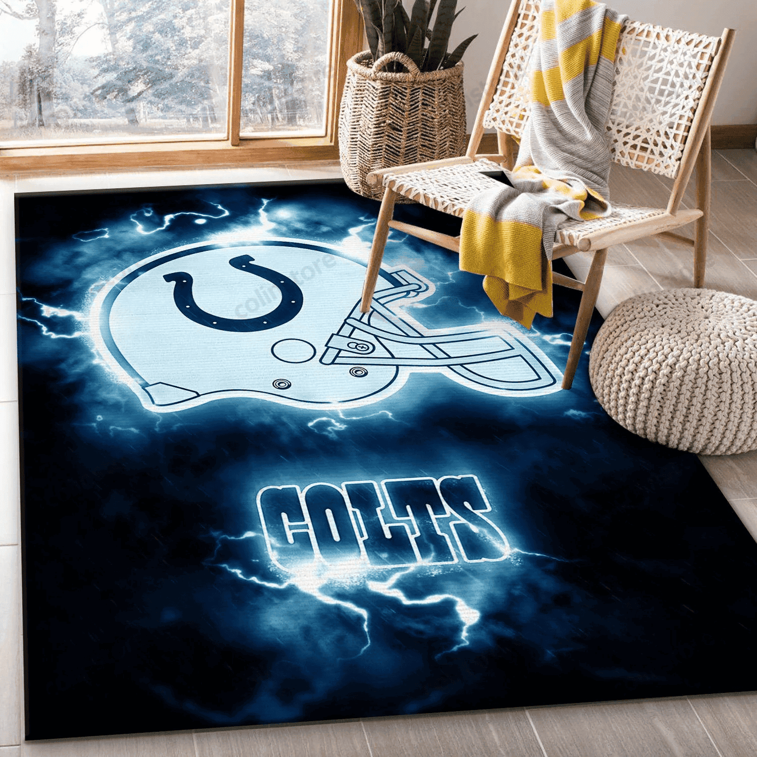 Indianapolis Colts Rectangle Area Rug – Full Print Carpet For Living Room & Bedroom Home Decor