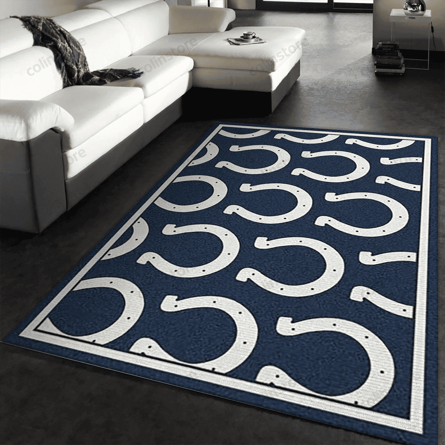 Indianapolis Colts Repeat Rug Team Rectangle Area Rug – Full Print Carpet For Living Room & Bedroom Home Decor
