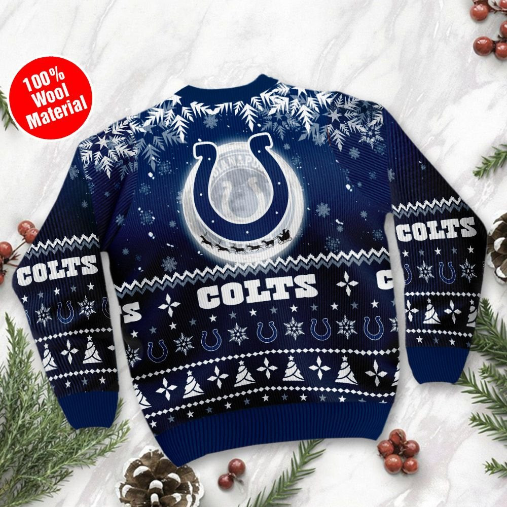 Indianapolis Colts Santa Claus In The Moon Ugly Christmas Sweater - Image 3