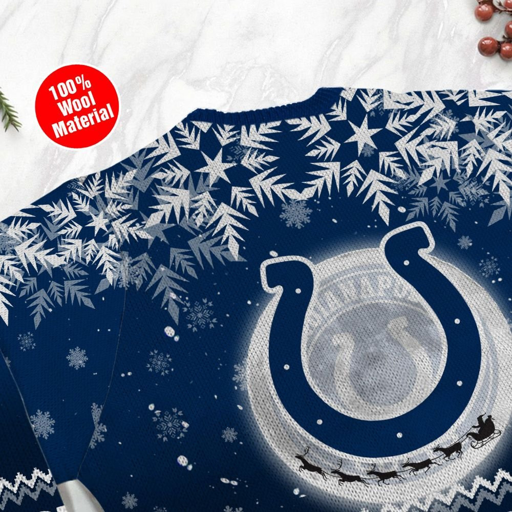 Indianapolis Colts Santa Claus In The Moon Ugly Christmas Sweater - Image 5