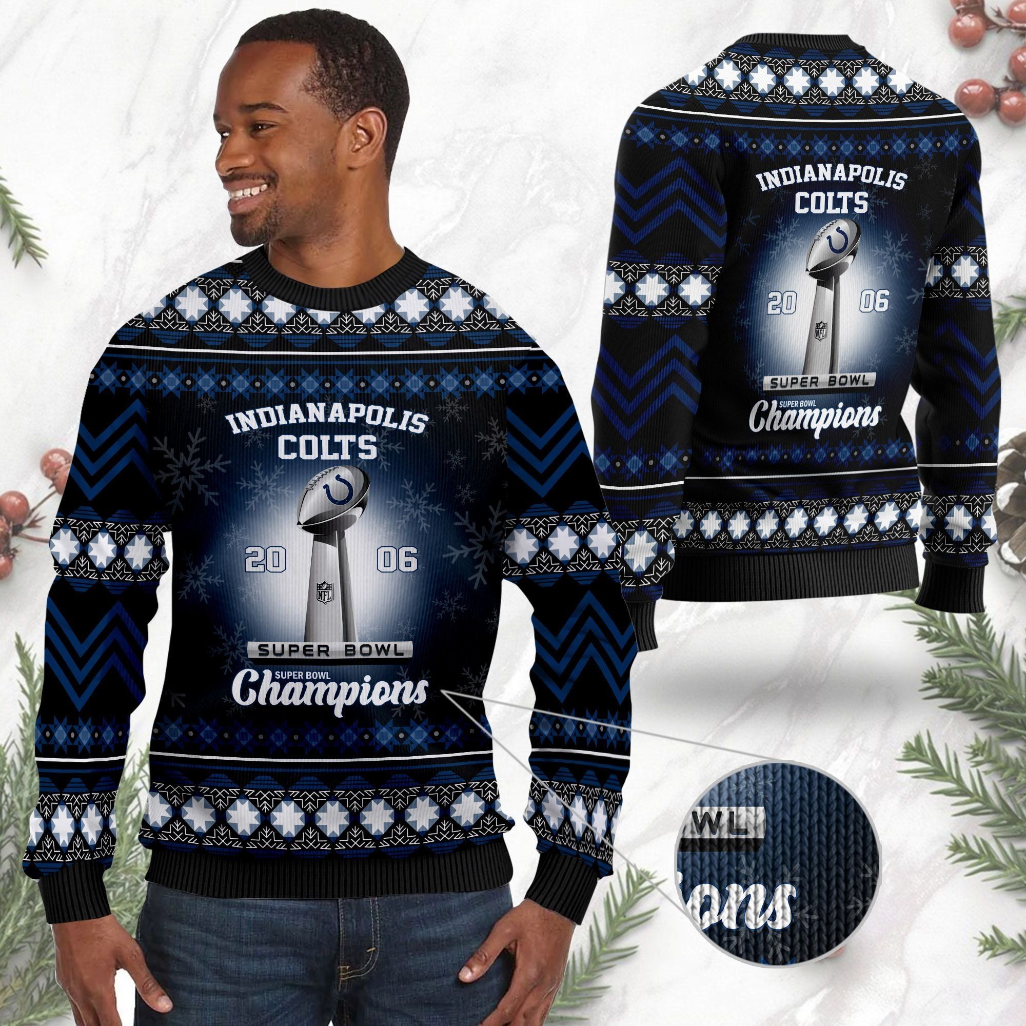 Indianapolis Colts Super Bowl Champions NFL Cup Ugly Christmas Sweater