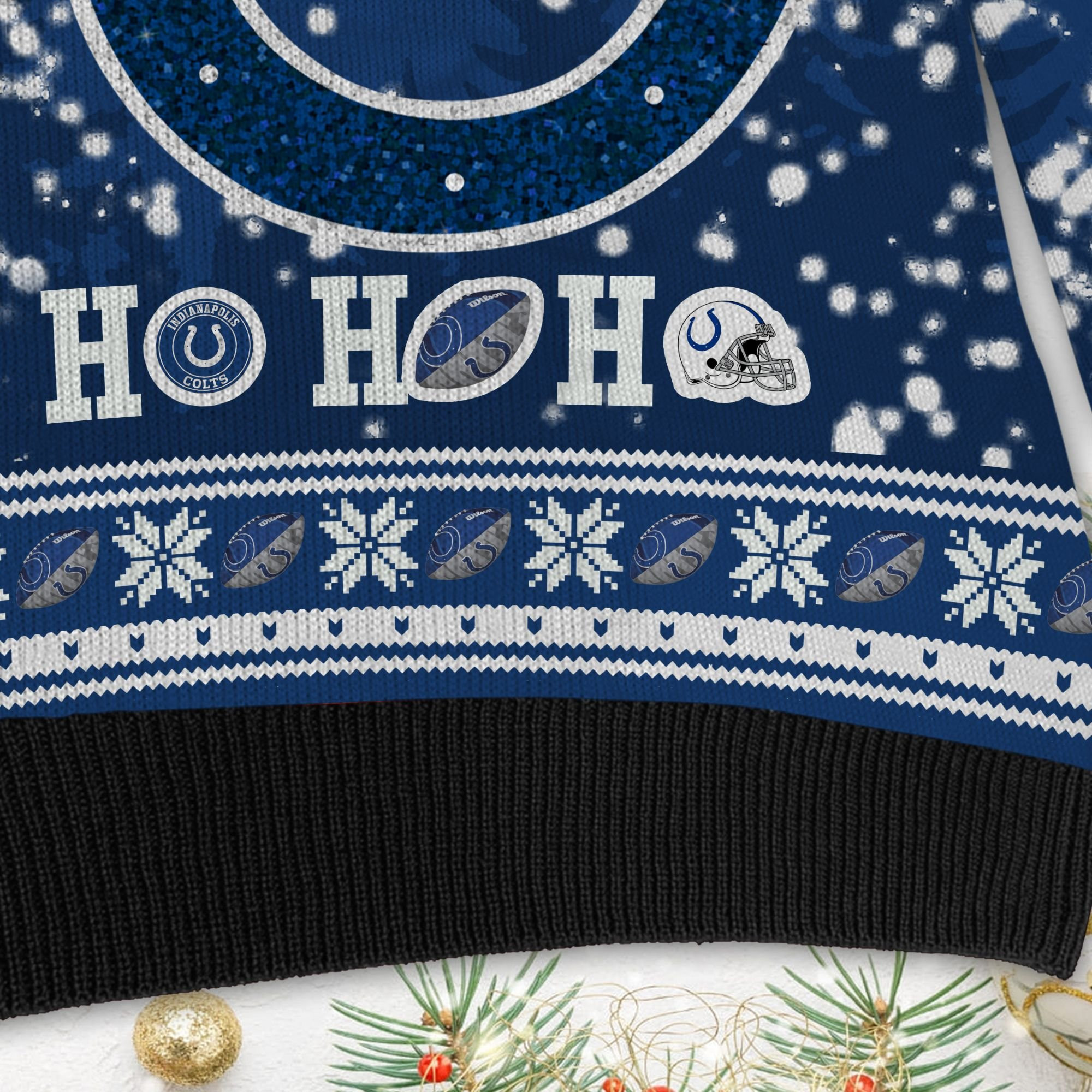 Indianapolis Colts Symbol Wearing Santa Claus Hat Ho Ho Ho Personalized Ugly Christmas Sweater Perfect Holiday Gift - Image 5