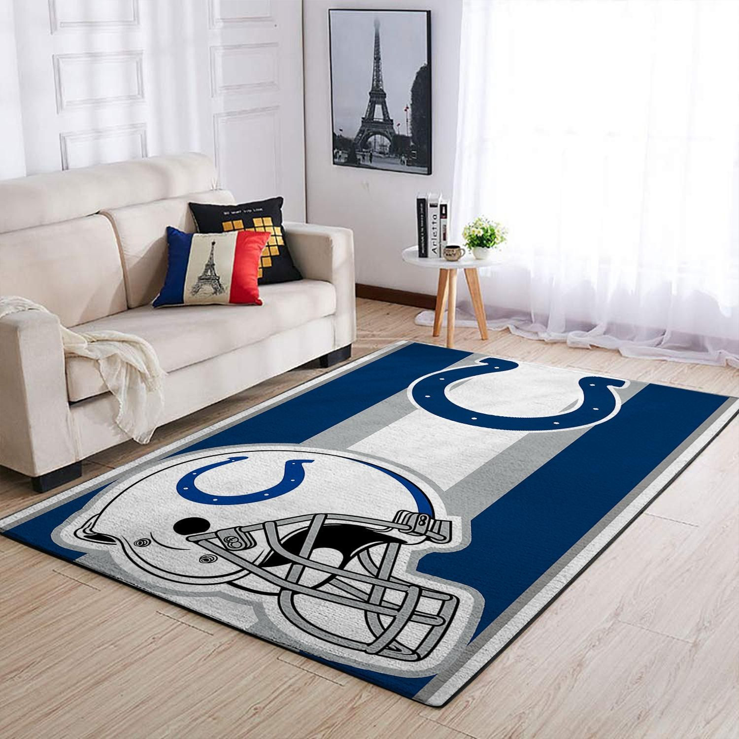Indianapolis Colts Team Logo Helmet Nice Gift Rectangle Area Rug – Full Print Carpet For Living Room & Bedroom Home Decor