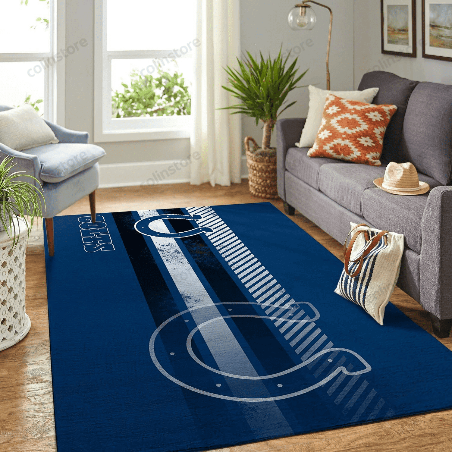 Indianapolis Colts Team Logo Nice Gift Rectangle Area Rug – Full Print Carpet For Living Room & Bedroom Home Decor