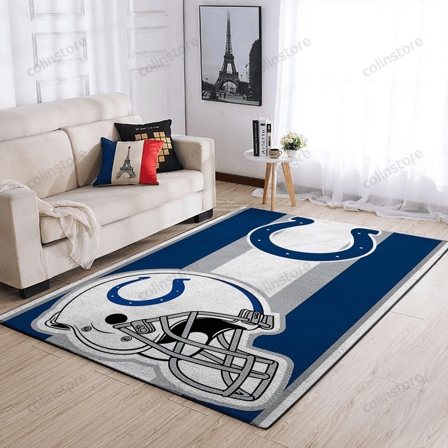 Indianapolis Colts Team Logo Rectangle Area Rug – Full Print Carpet For Living Room & Bedroom Home Decor
