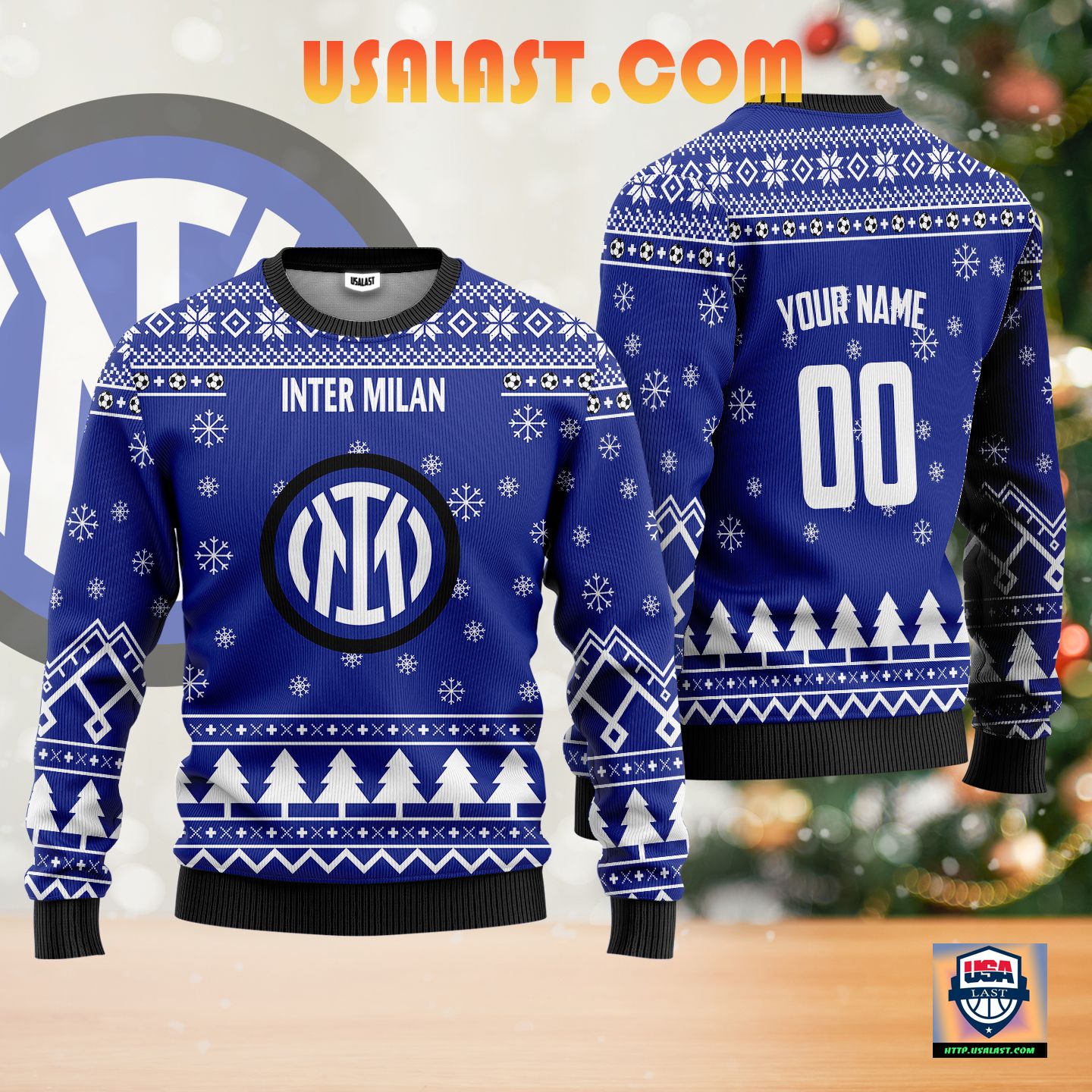 Inter Milan Personalized Ugly Christmas Sweater Blue Version