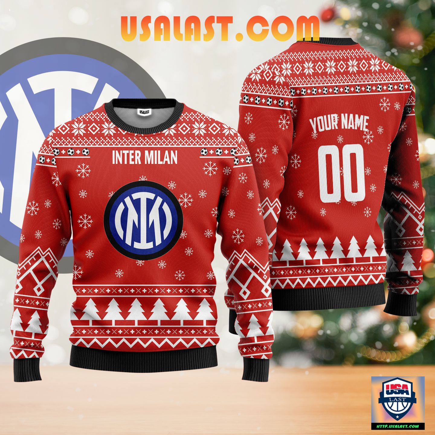 Inter Milan Personalized Ugly Christmas Sweater Red Version