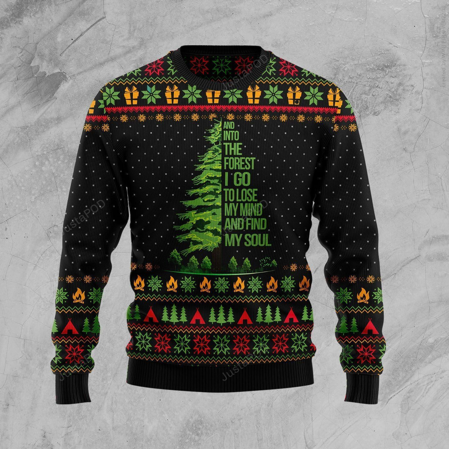 Into The Forest I Go Camping Christmas Ugly Christmas Sweater, Perfect Holiday Gift
