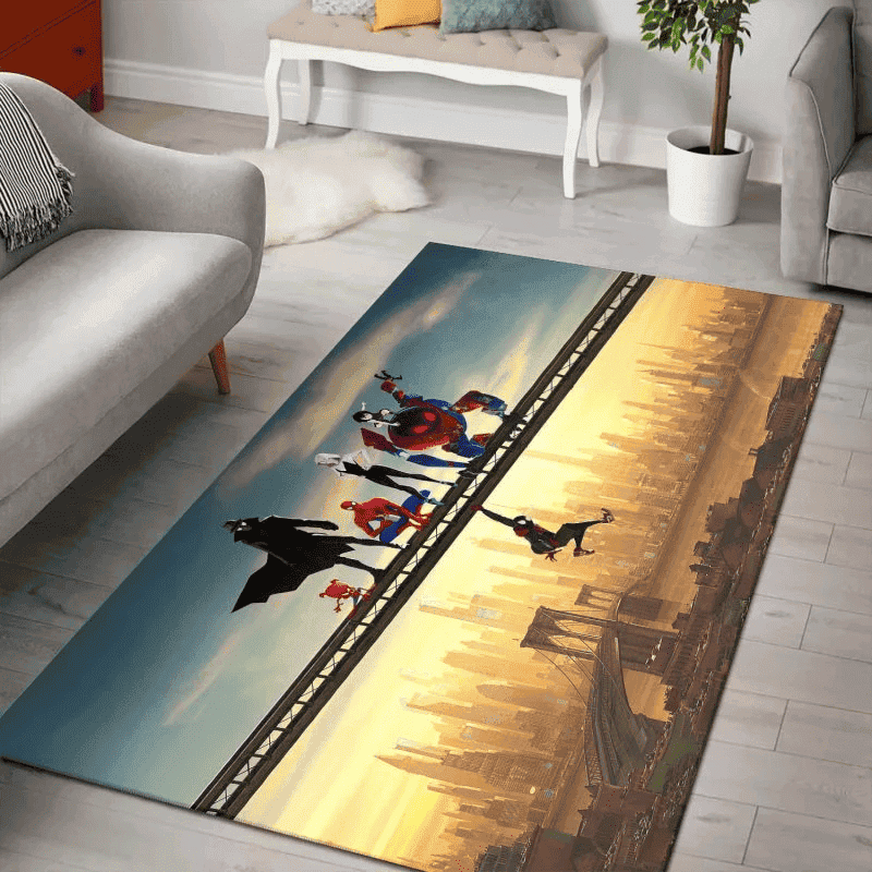 Into The Spider Verse Spider Man 3D Rectangle Area Rug – Full Print Carpet For Living Room & Bedroom Home Decor
