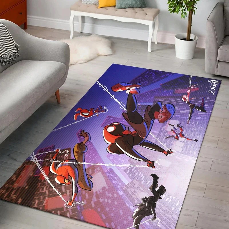Into The Spider Verse Spider Man 3D Rectangle Area Rug – Full Print Carpet For Living Room & Bedroom Home Decor