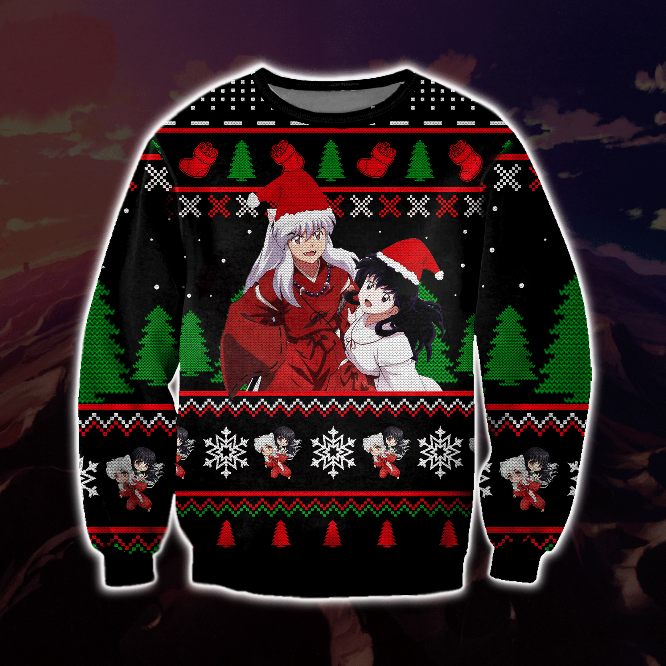 Inuyasha Manga 3D Knitting Pattern Print Ugly Christmas Sweater