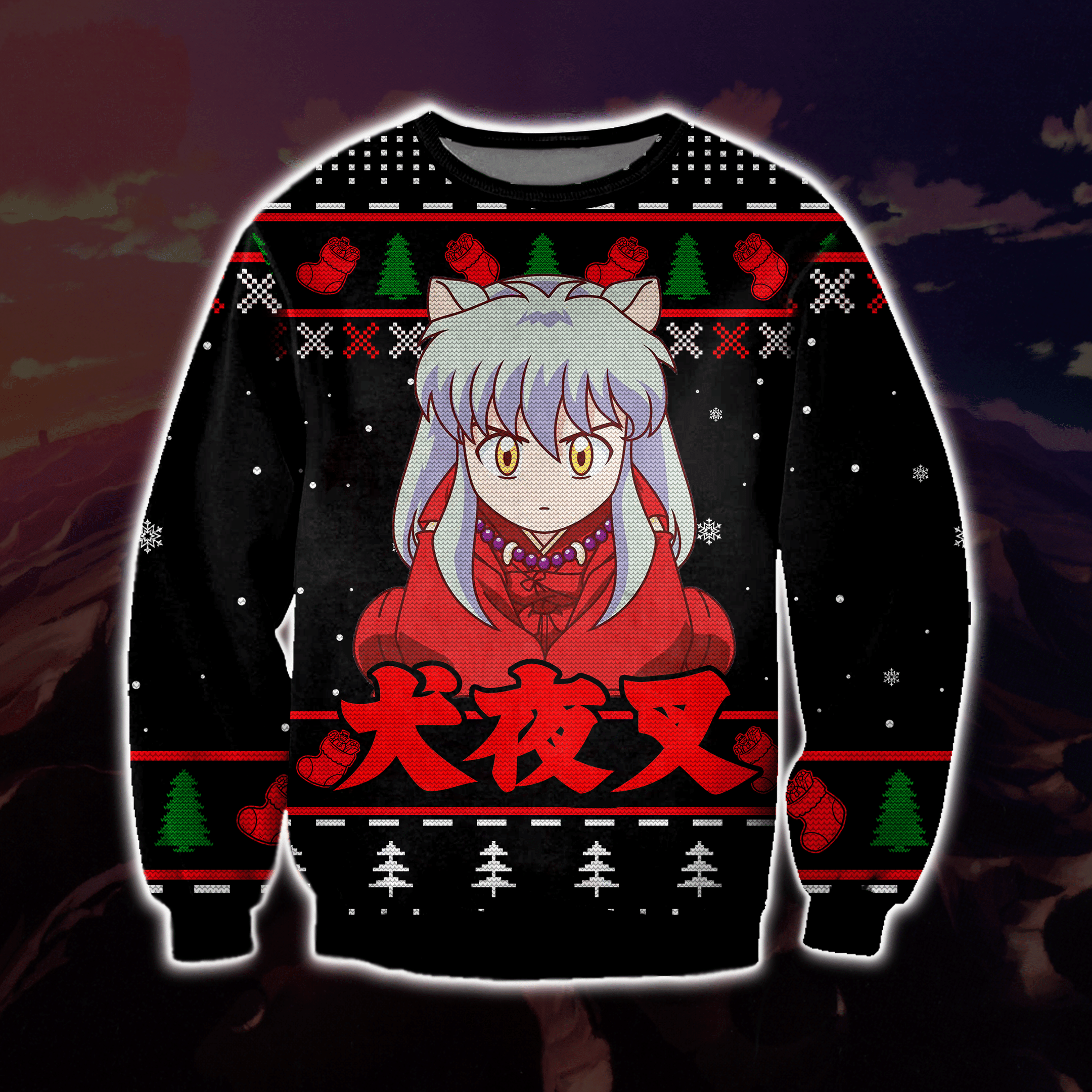 Inuyasha Manga 3D Knitting Pattern Print Ugly Christmas Sweater