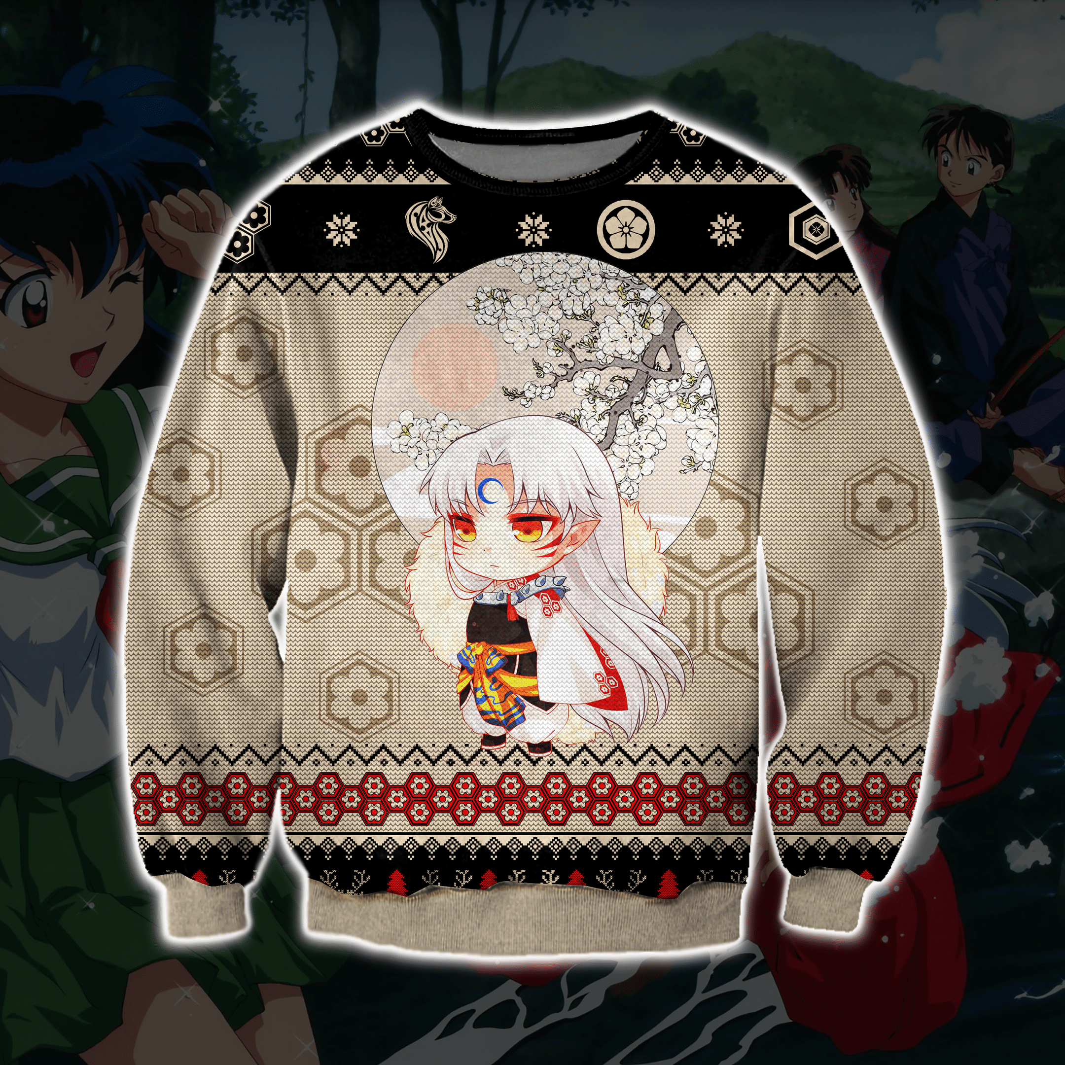 Inuyasha Manga 3D Knitting Pattern Print Ugly Christmas Sweater