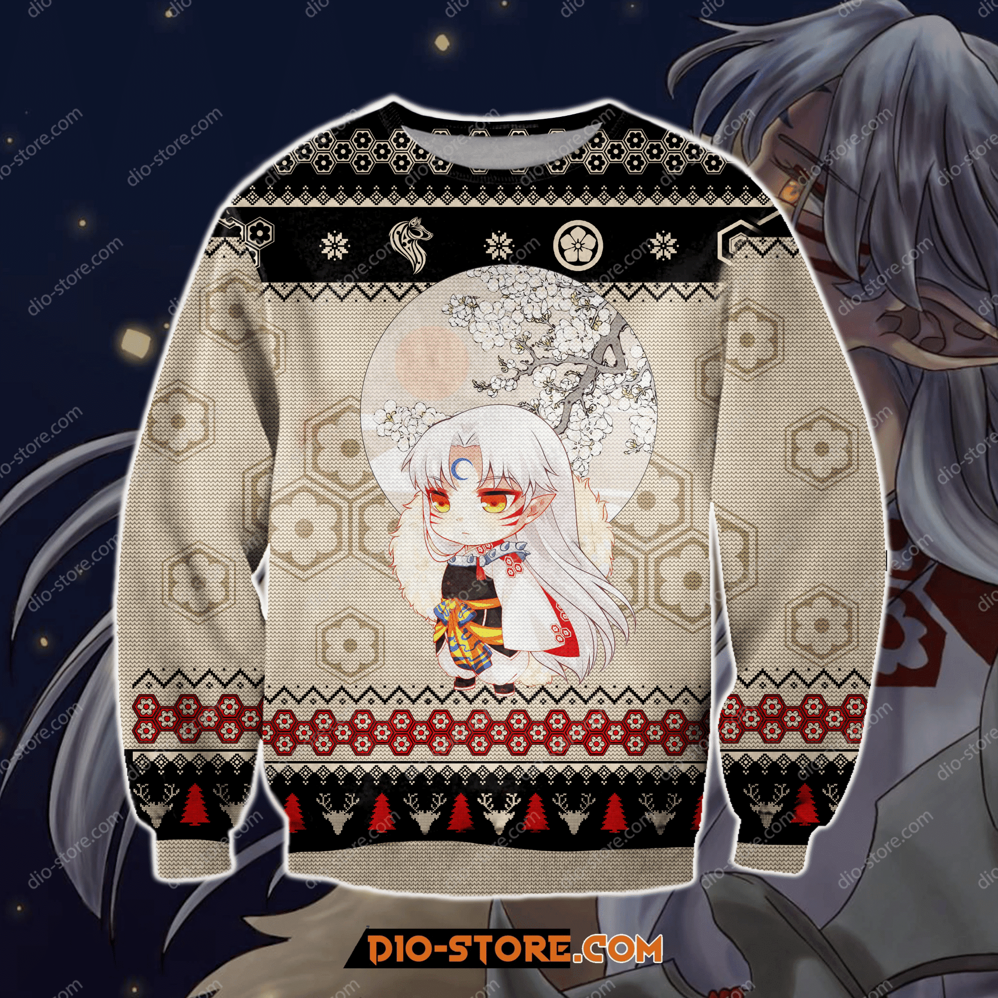Inuyasha Manga Knitting Pattern For Unisex Ugly Christmas Sweater,