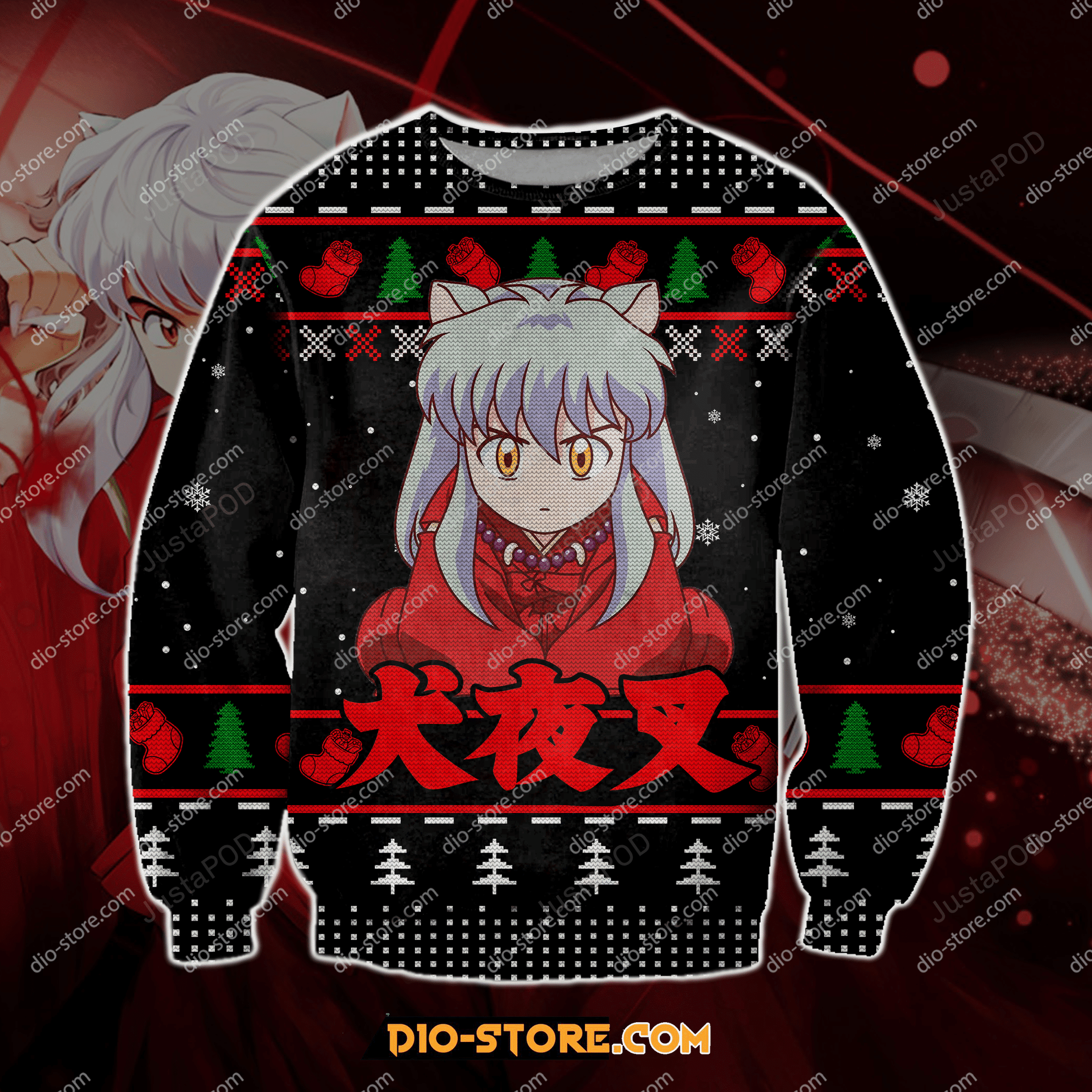 Inuyasha Manga Knitting Pattern Ugly Christmas Sweater Perfect Holiday Gift