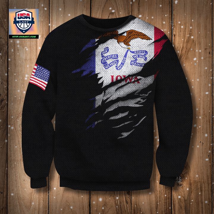 Iowa Flag And Us Flag Logo Sweater Iowa State Flag Sweater Pride Gift Iowa State Gift