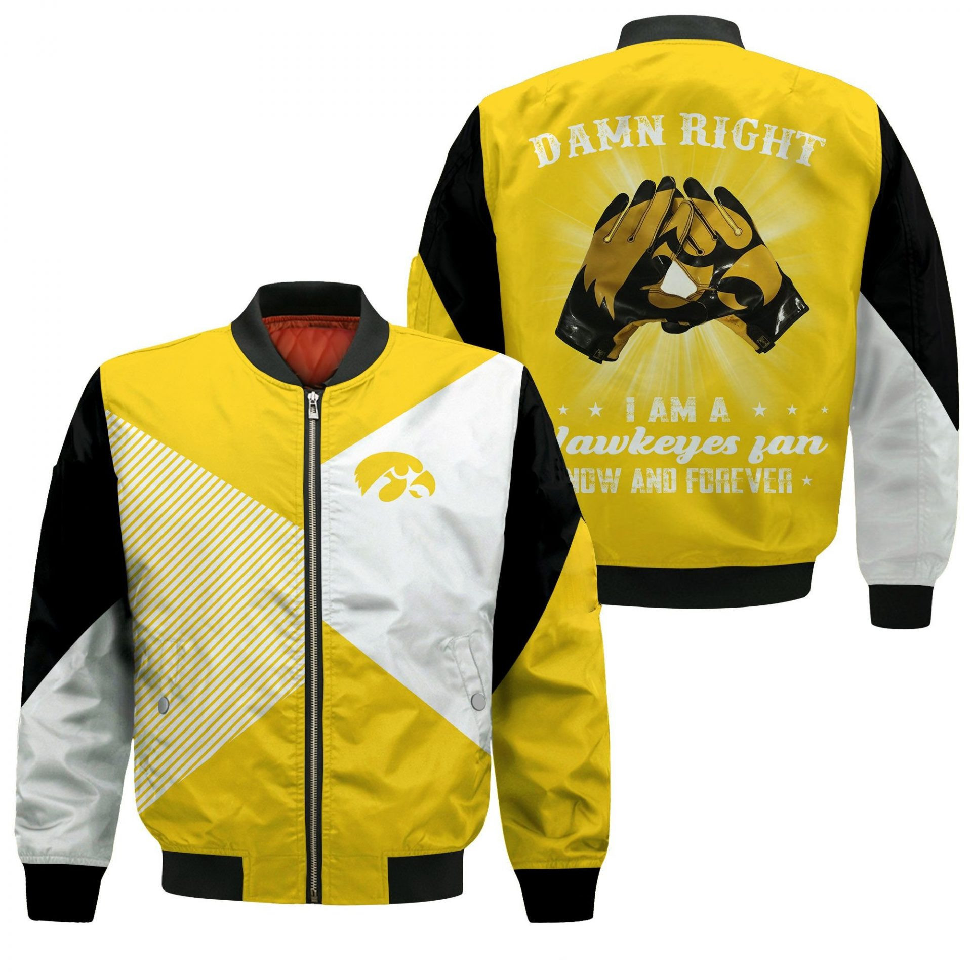 Iowa Hawkeyes Fan Now And Forever Bomber Jacket | NCAA College Team Jacket for Men & Women | Sports Fan Gift