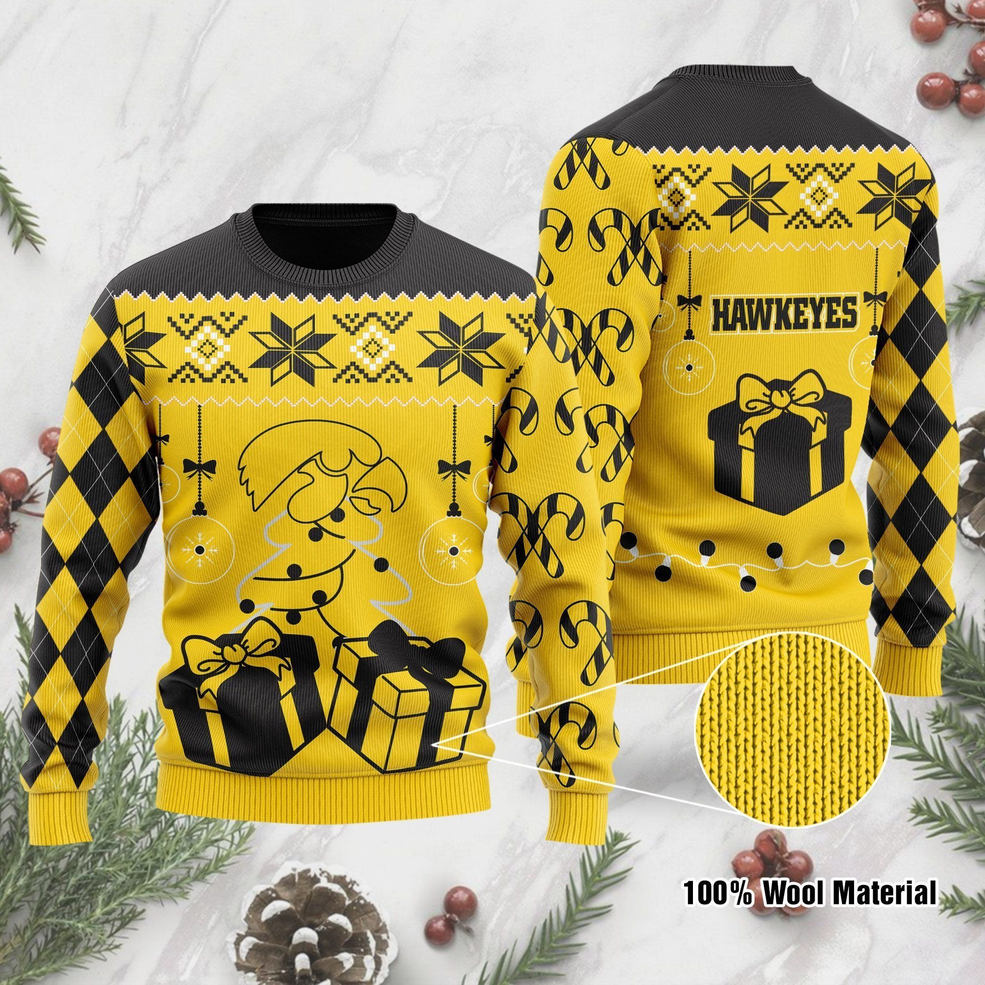 Iowa Hawkeyes Funny Ugly Christmas Sweater Holiday Xmas Party Men Women Plus Size