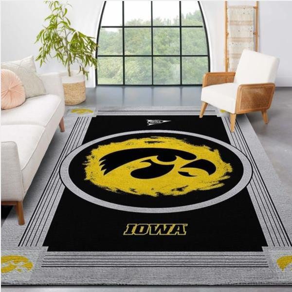 Iowa Hawkeyes NCAA Team Logo Nice Gift Rectangle Area Rug – Full Print Carpet For Living Room & Bedroom Home Decor