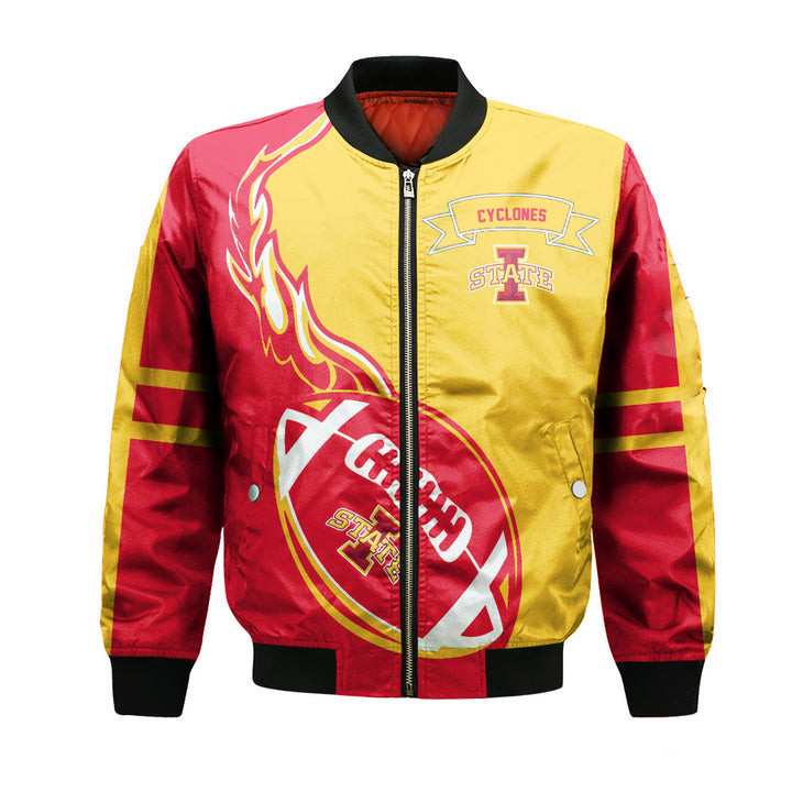 Iowa State Cyclones Cardinal Gold Bomber Jacket | NCAA College Team Jacket for Men & Women | Sports Fan Gift