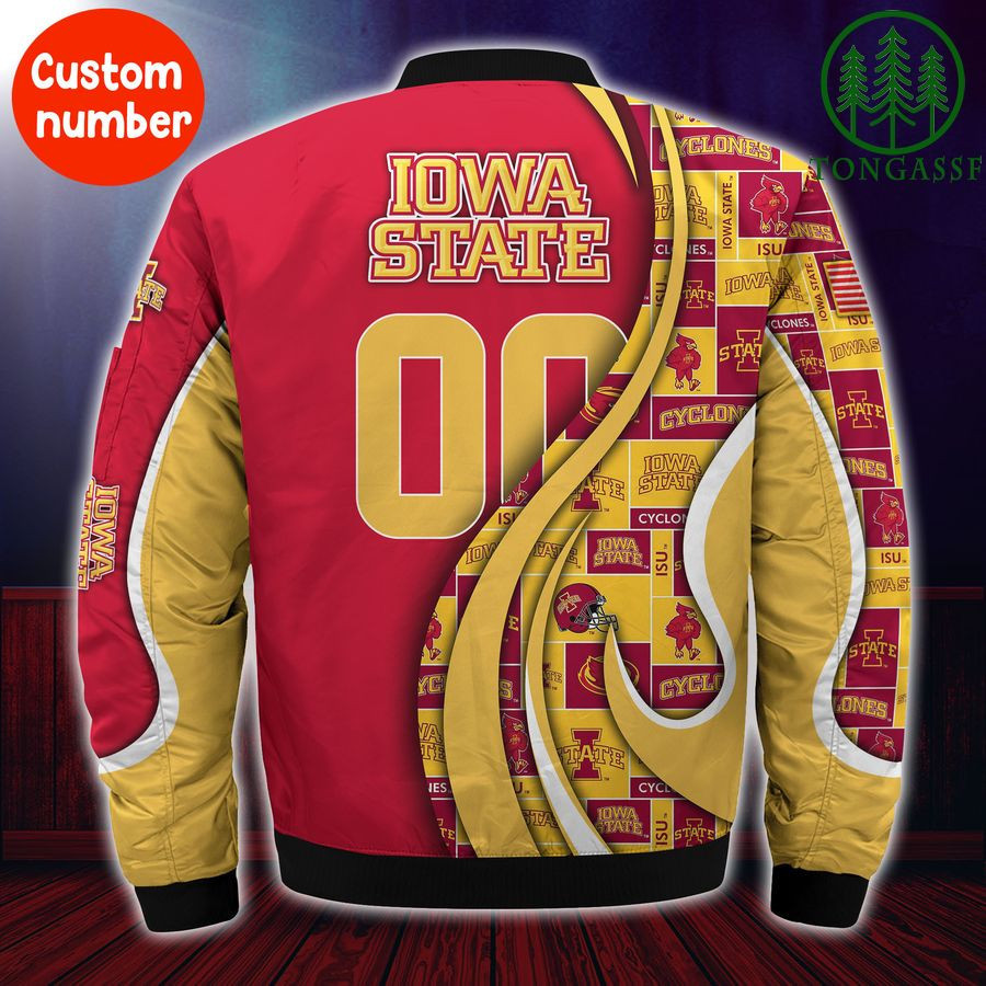 Iowa State Cyclones Personalized Name Number Orange Gold Bomber Jacket | NCAA College Team Jacket for Men & Women | Sports Fan Gift - Image 3