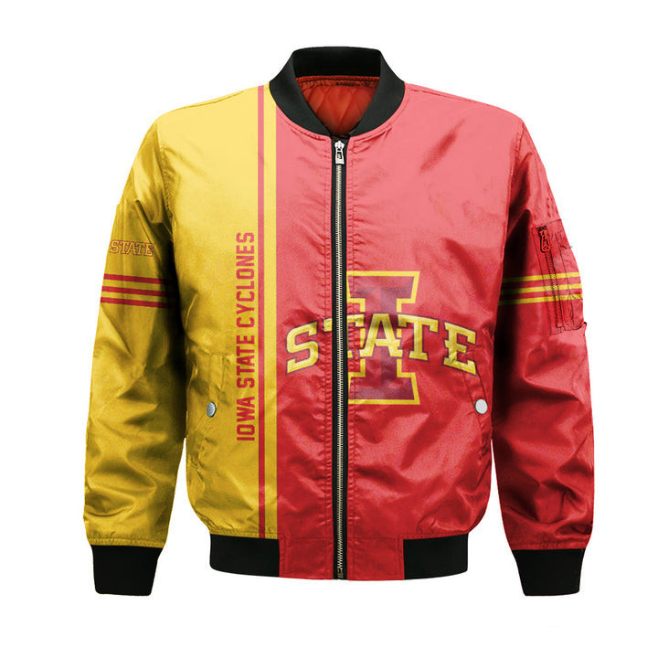 Iowa State Cyclones Personalized Text Number Cardinal Orange Bomber Jacket | NCAA College Team Jacket for Men & Women | Sports Fan Gift