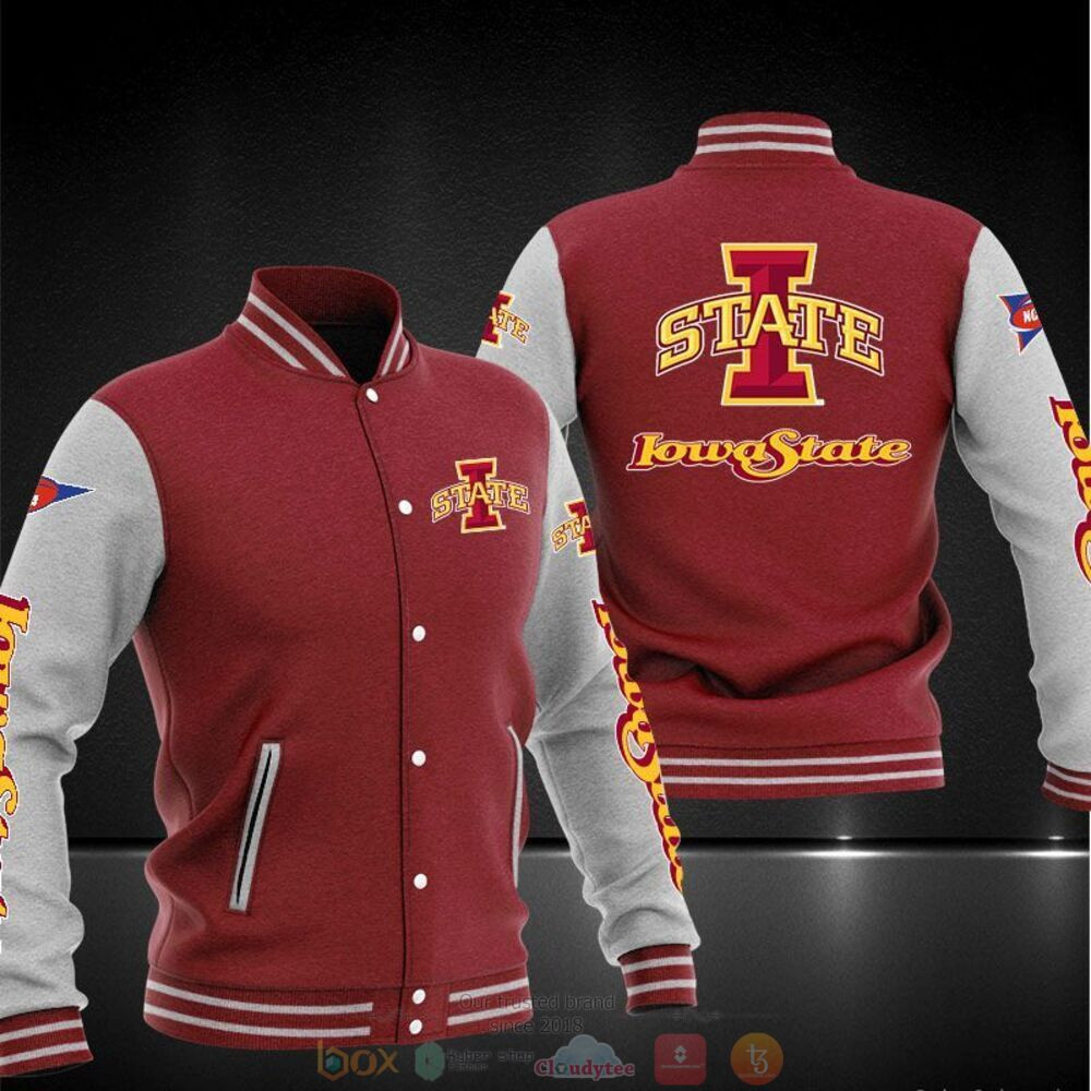 Iowa State Cyclones Red Grey Varsity Baseball Jacket for Men & Women | NCAA Team Fan Gift
