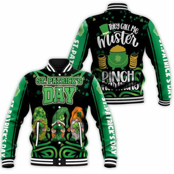 Irish Gnomes Saint Patrickâ€™s Day Baseball Jacket for Men & Women | Holiday Fan Gift