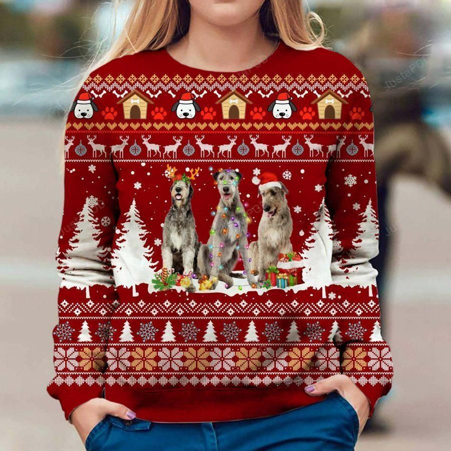 Irish Wolfhound Ugly Christmas Sweater, Perfect Holiday Gift