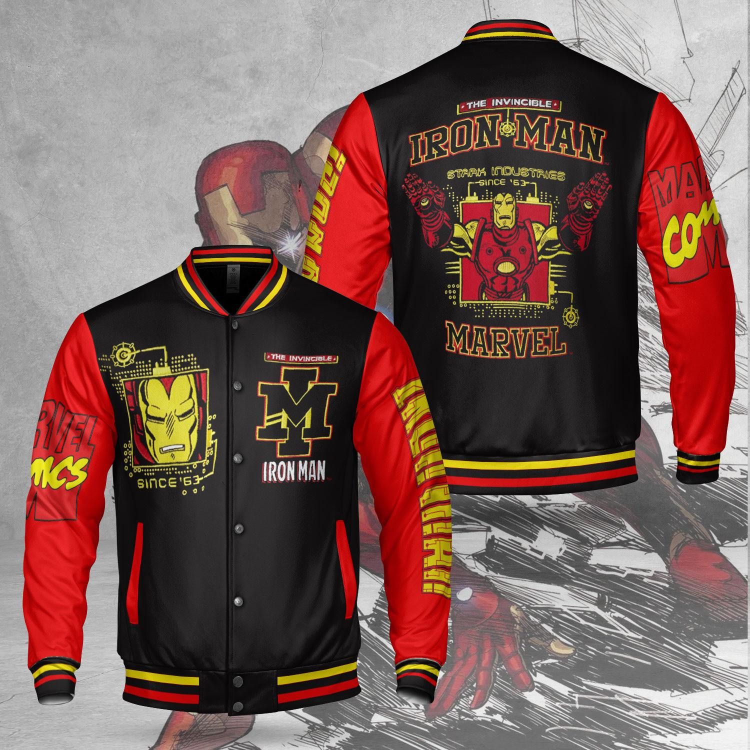 Iron Man Marvel Comics Trending Baseball Jacket for Men & Women | Superhero Fan Gift
