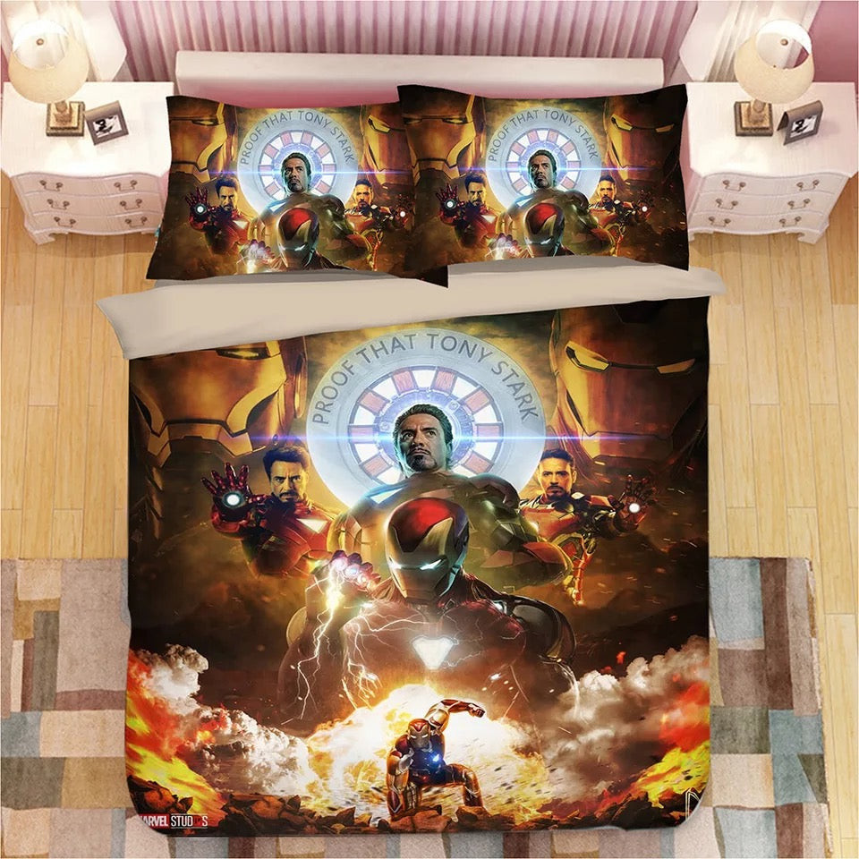 Iron Man Tony Stark Duvet Cover Quilt Cover Pillowcase Bedding Set Bed Linen Home Bedroom Decor