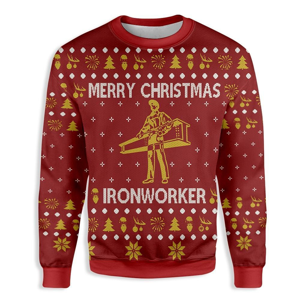 Ironworker Merry Christmas Ugly Christmas Sweater, Perfect Holiday Gift
